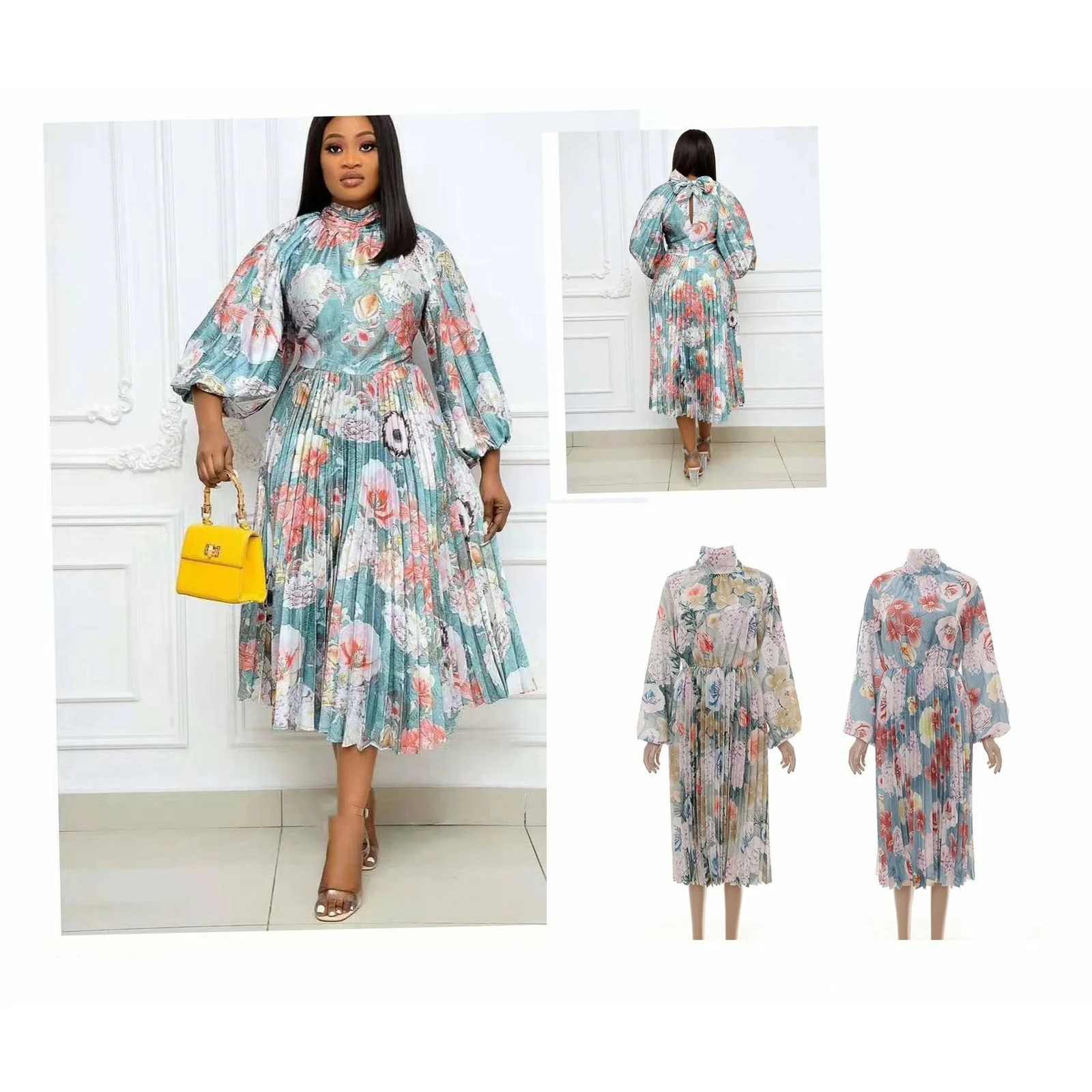 Long Sleeve Floral Print Dress - Image 2