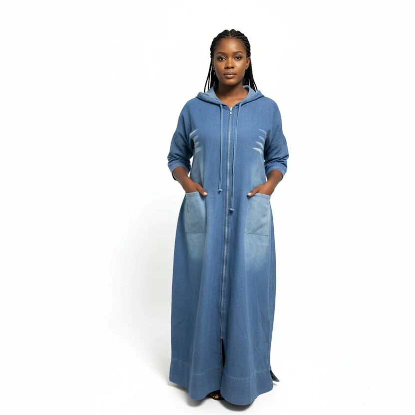 Plus Size Long Sleeve Jean Dress - Image 3