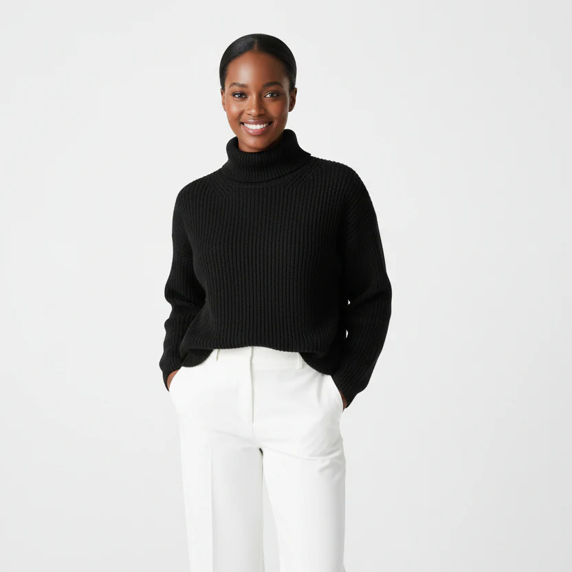 Long Sleeve Knitted Turtleneck Top - Image 3