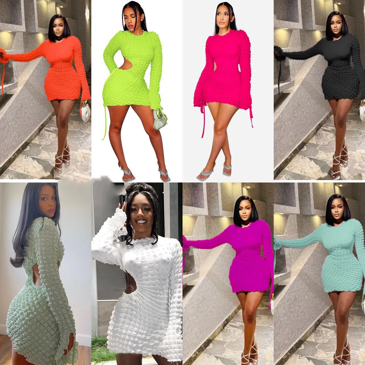 Long sleeve Mini Bodycon Dress - Image 3
