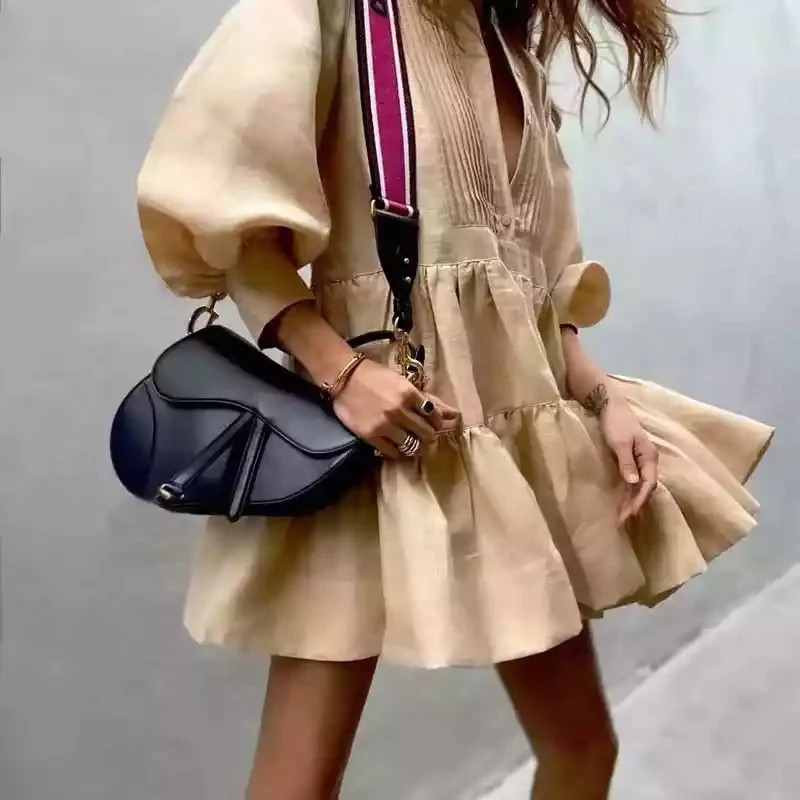 Long Sleeve Pleated Mini Dress - Image 5