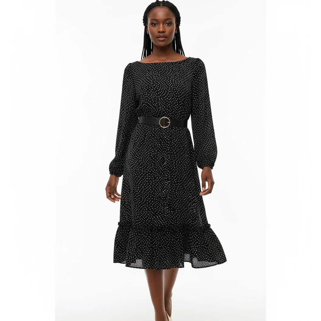 Long Sleeve Polka Dot Dress - Image 2