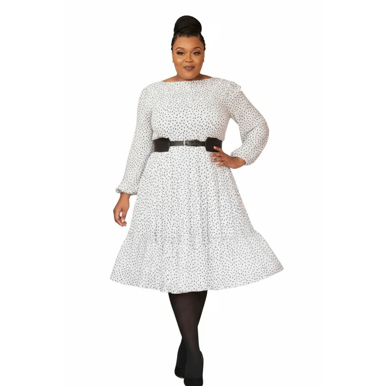 Long Sleeve Polka Dot Dress - Image 3