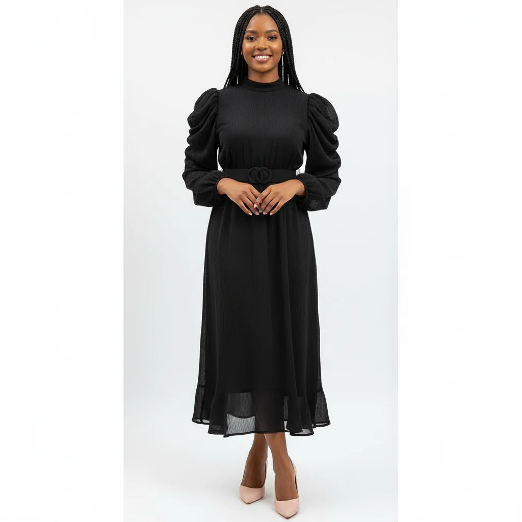 Long Sleeve Round Neck Dress - Image 2