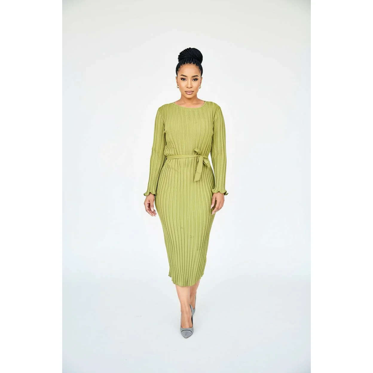 Long Sleeve Round Neck Dress - Image 2