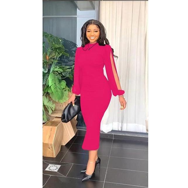 Long Sleeve Round Neck Dress - Image 4
