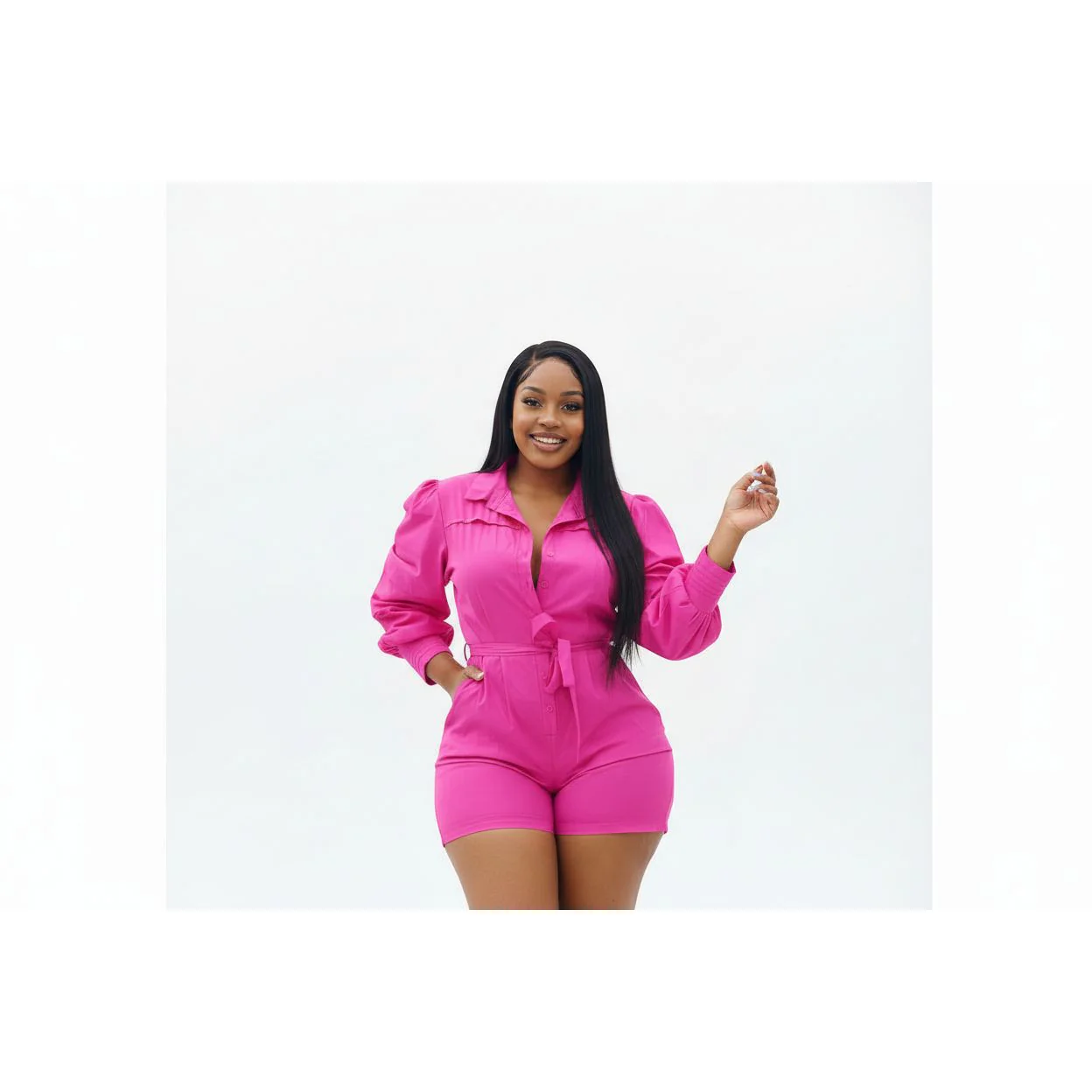 Long Sleeve Short Jumpsuit - Image 3