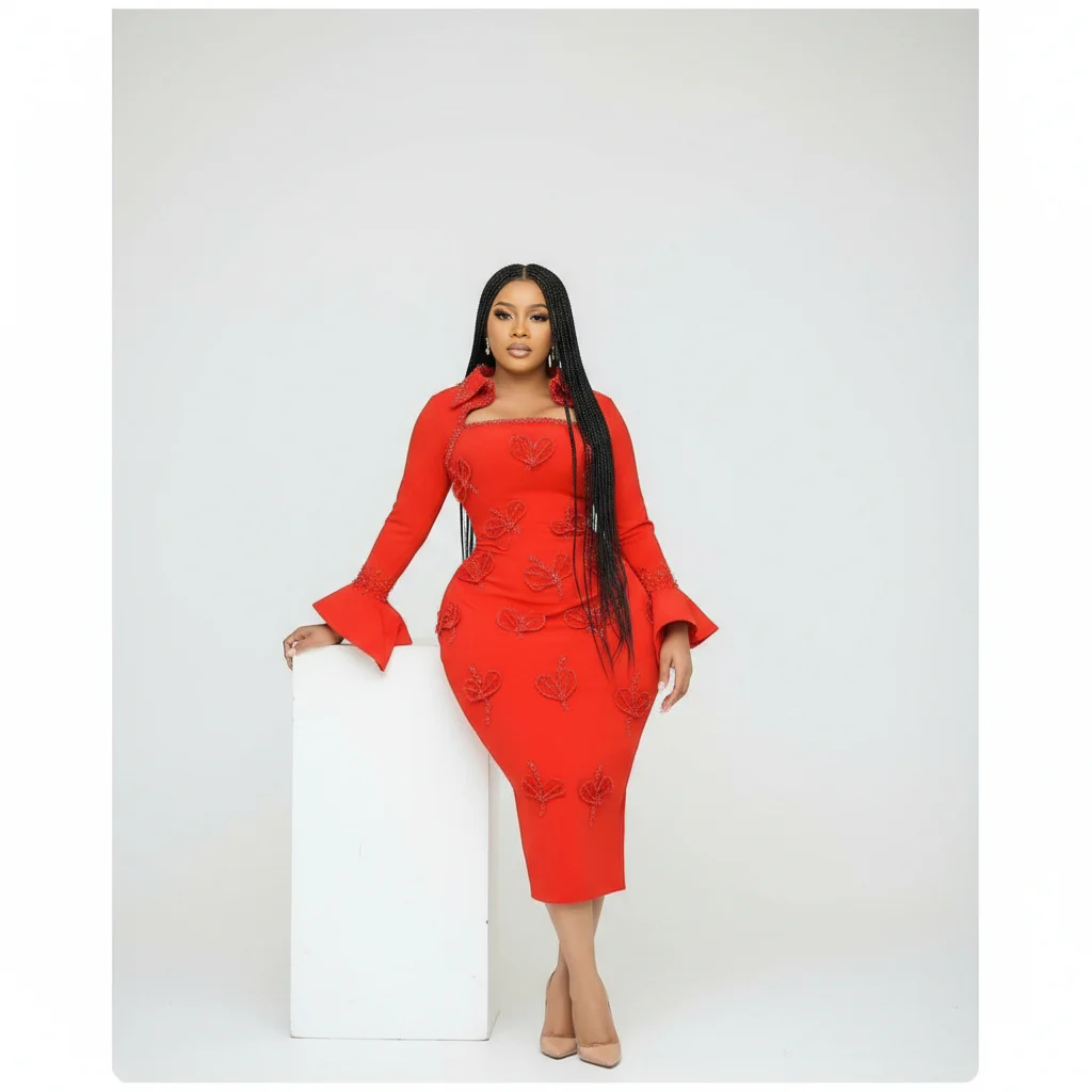 Long Sleeve Square Neck Butterfly Bodycon Dress