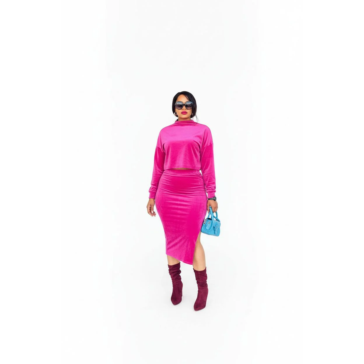 Long Sleeve Top and midi Skirt 2 Piece set.