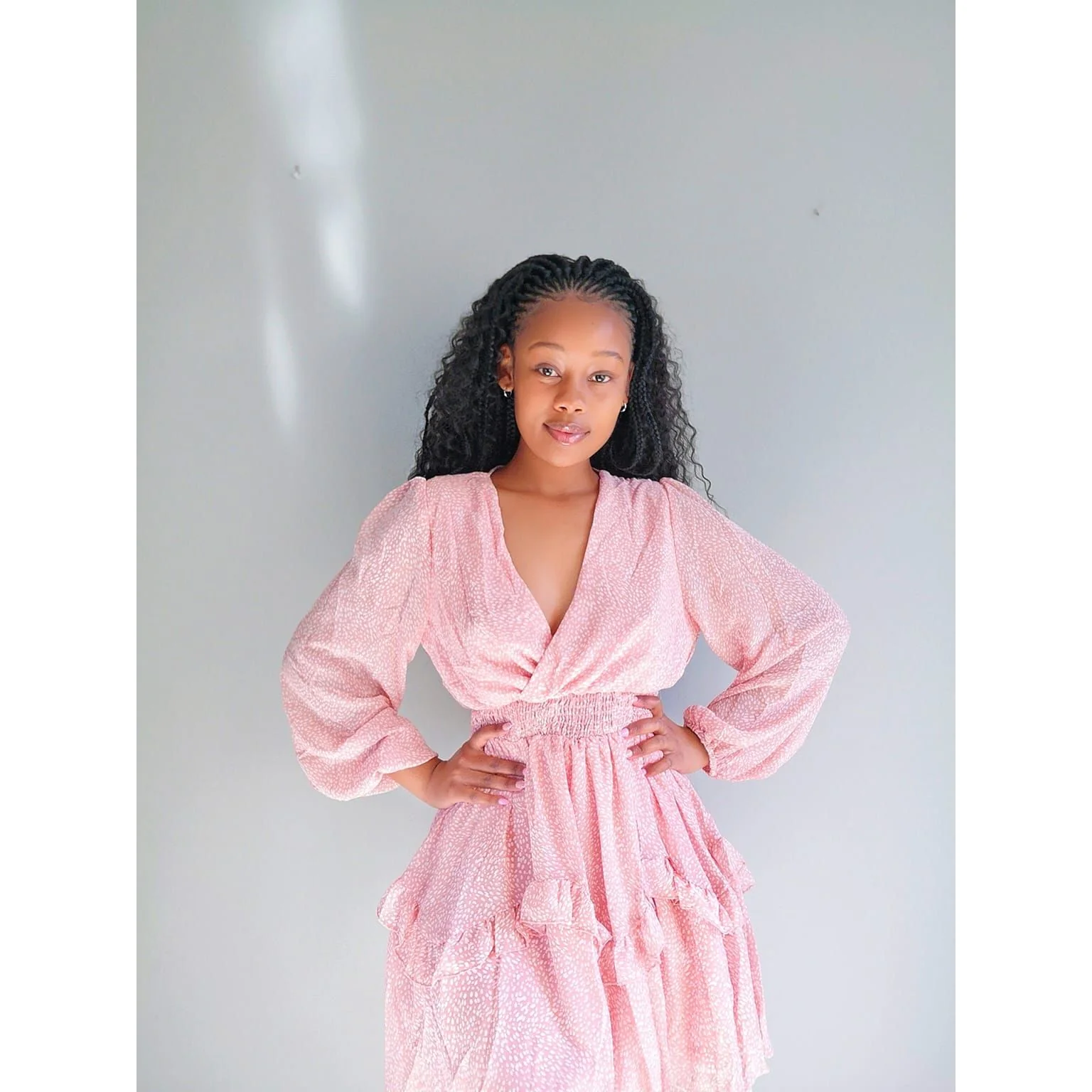 Long Sleeve V-Neck Dress - Image 4
