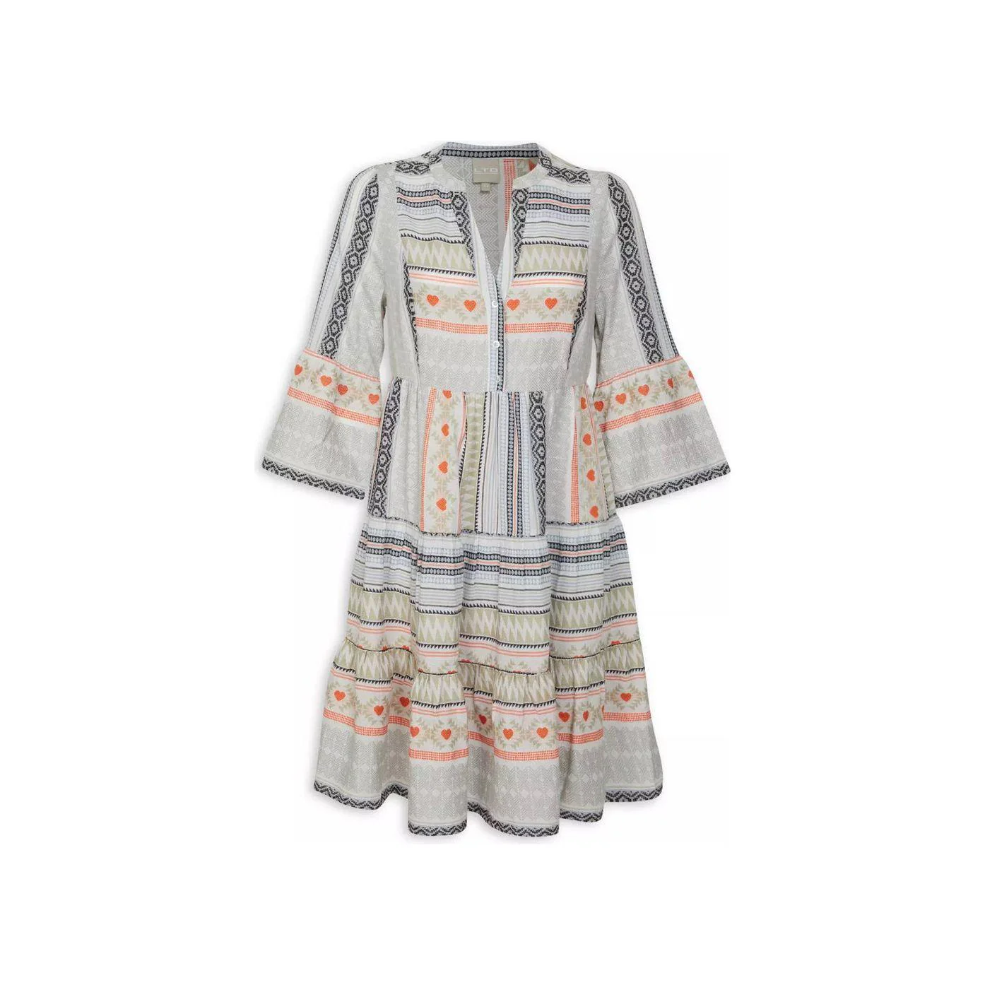 Long Sleeve V-neck Midi Dress - Image 7