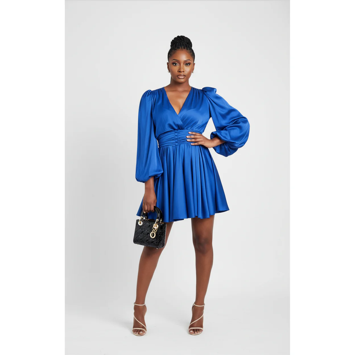 Long Sleeve V-Neck Mini Dress - Image 3