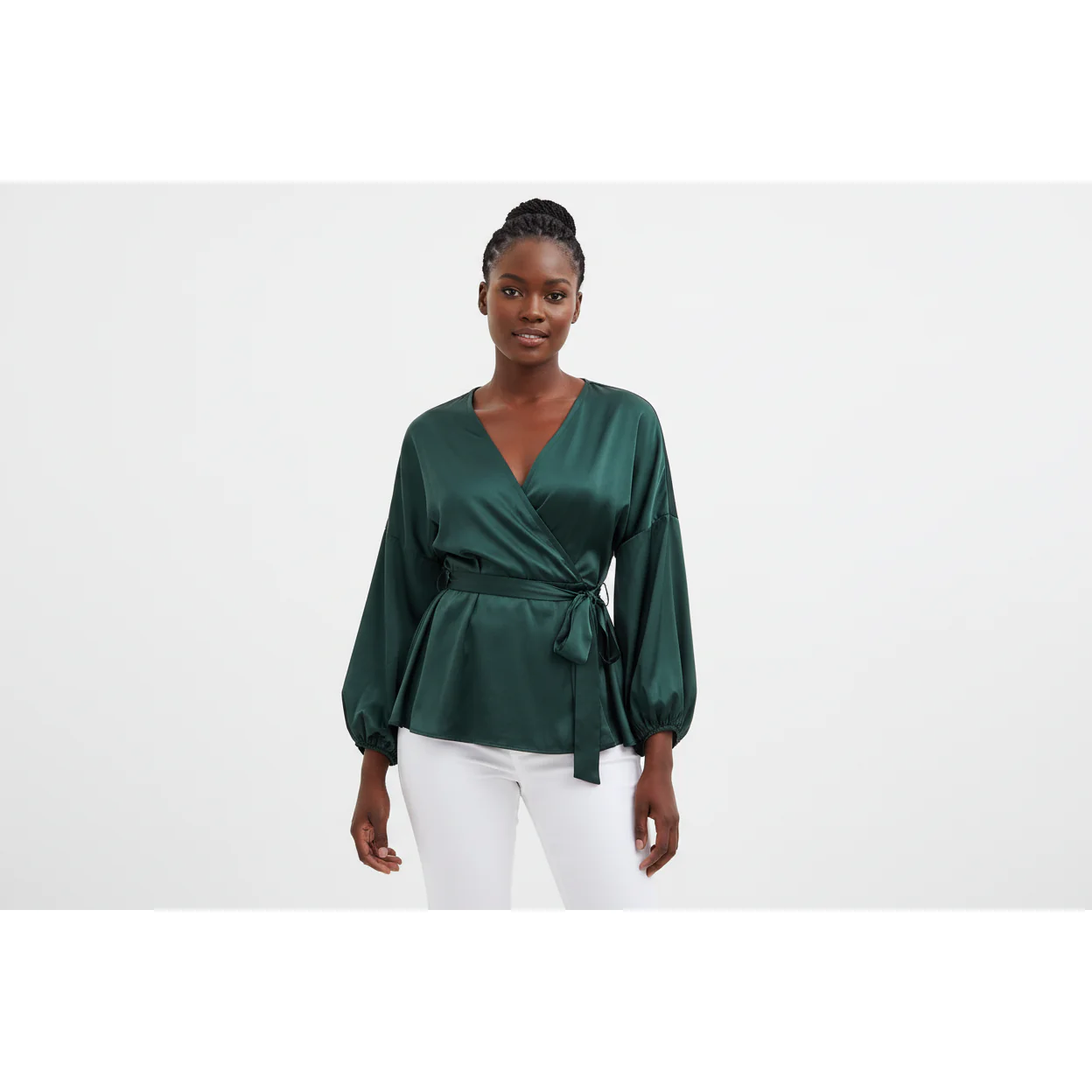 Long Sleeve Wrap Elegant Cross V Neck Shirt - Image 4