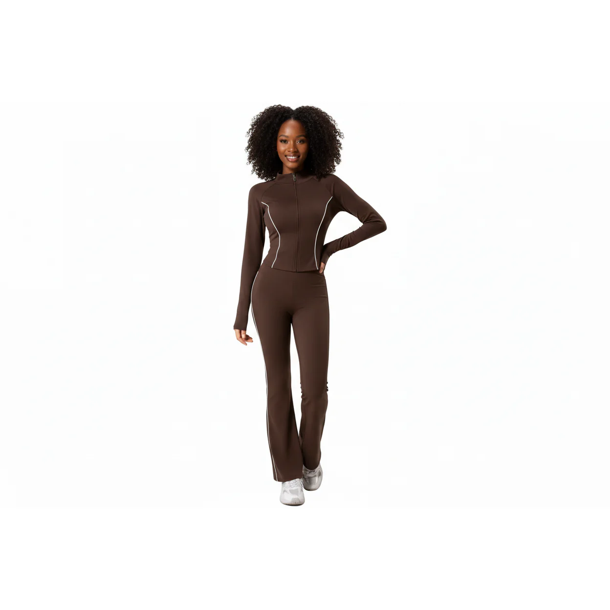 Long-Sleeve Zip-Jacket & Matching Flared Pants - Image 2