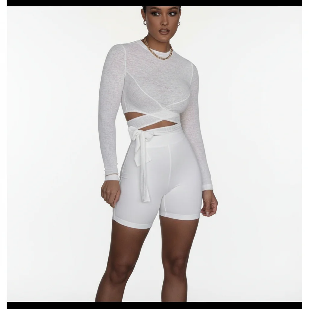 Long-Sleeved Round Neck Cutout Top - Image 6