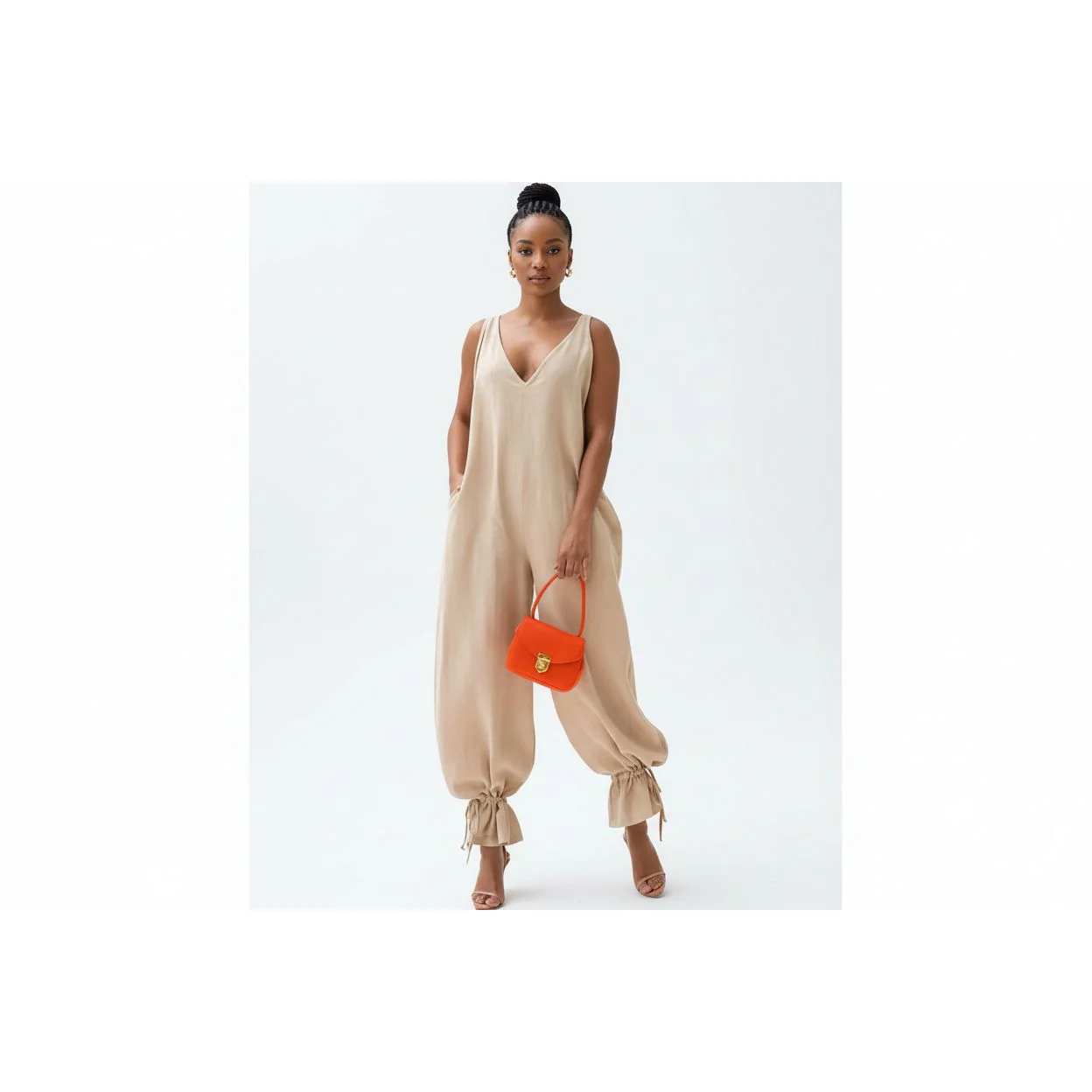 Loose Cold Shoulder V-Neck Jumpsuits - Image 6