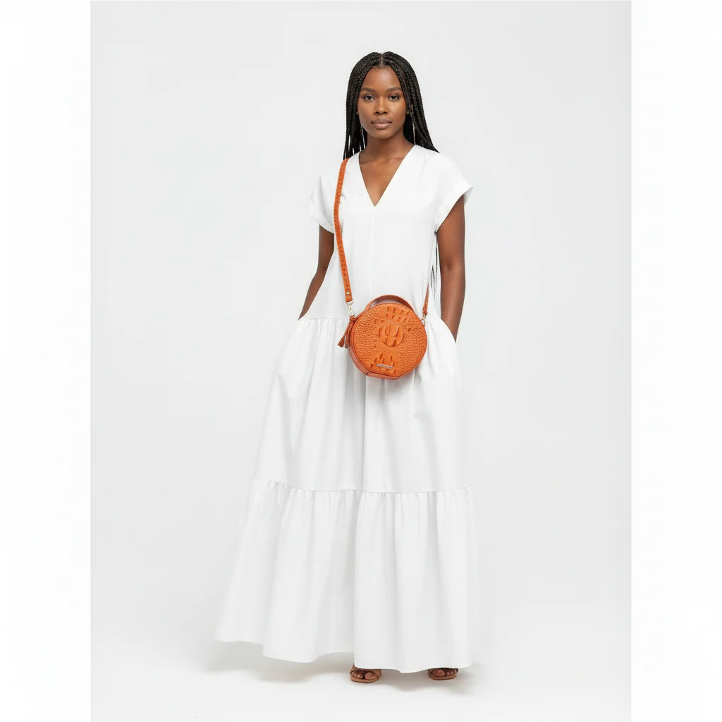Short Sleeves Pleated V-Neck Maxi Dress - Image 6