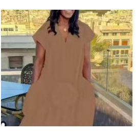 Short Sleeves Pleated V-Neck Maxi Dress - Image 9