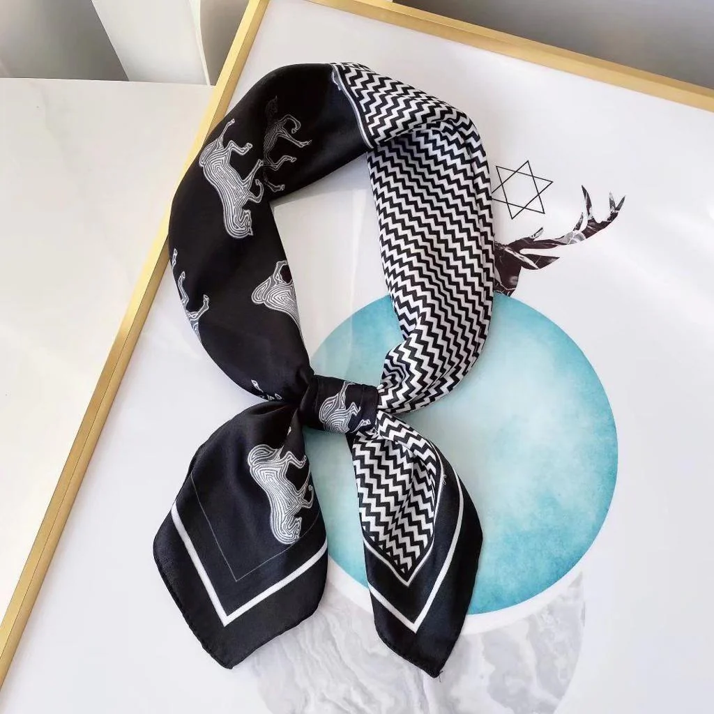 Luxury Print Silk Satin Head Scarf - Image 12