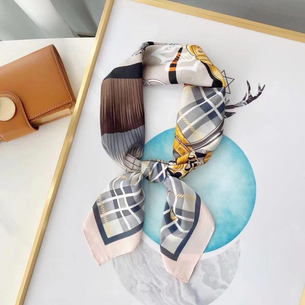 Luxury Print Silk Satin Head Scarf - Image 13
