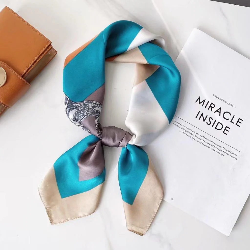 Luxury Print Silk Satin Head Scarf - Image 16