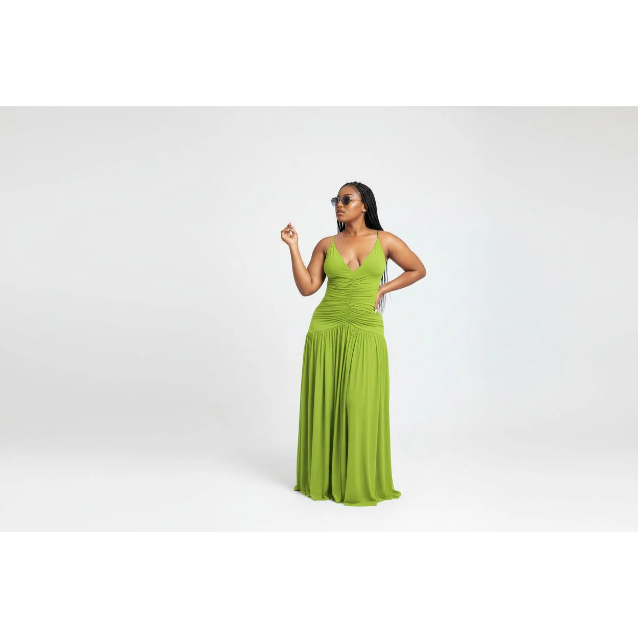 Magenta Chiffon Ruched Maxi Beach Dress - Image 2