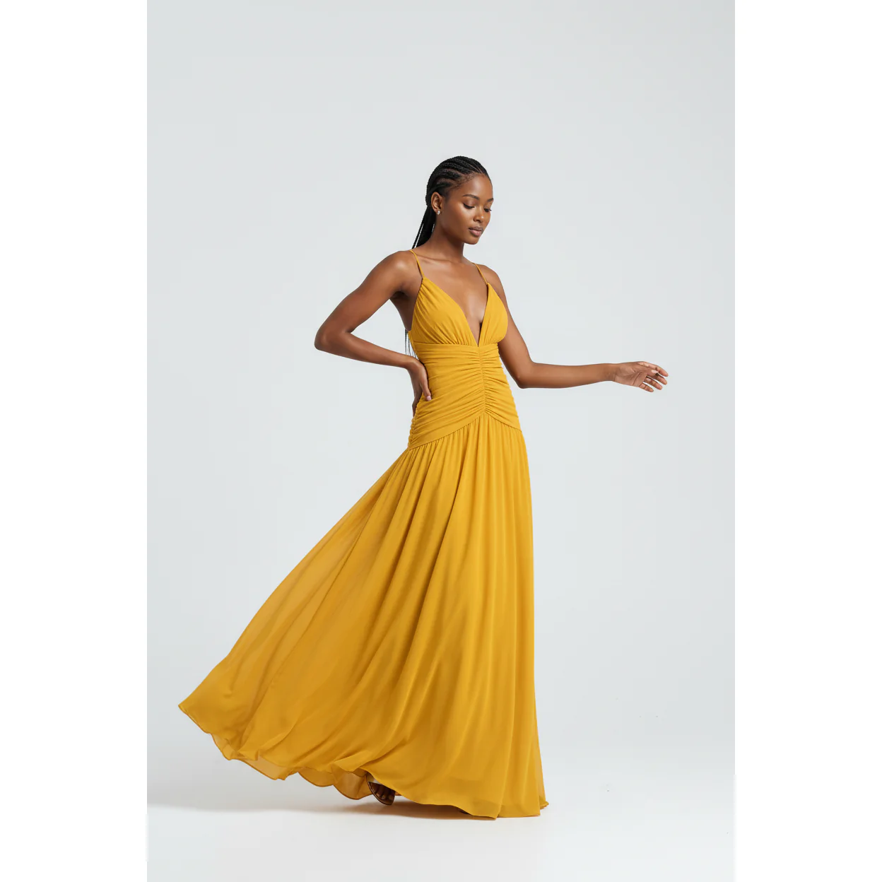Magenta Chiffon Ruched Maxi Beach Dress - Image 3