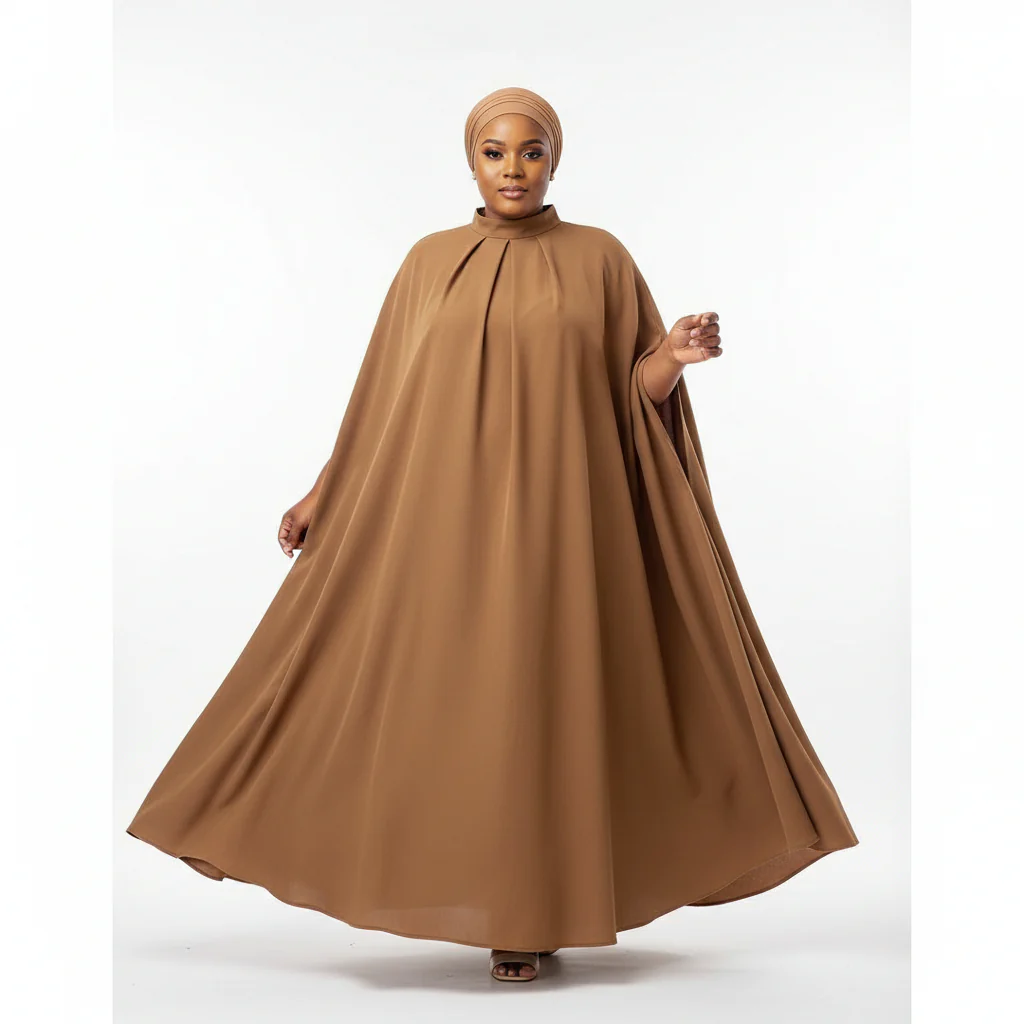 Majestic Elegant Cape-Sleeve Dress