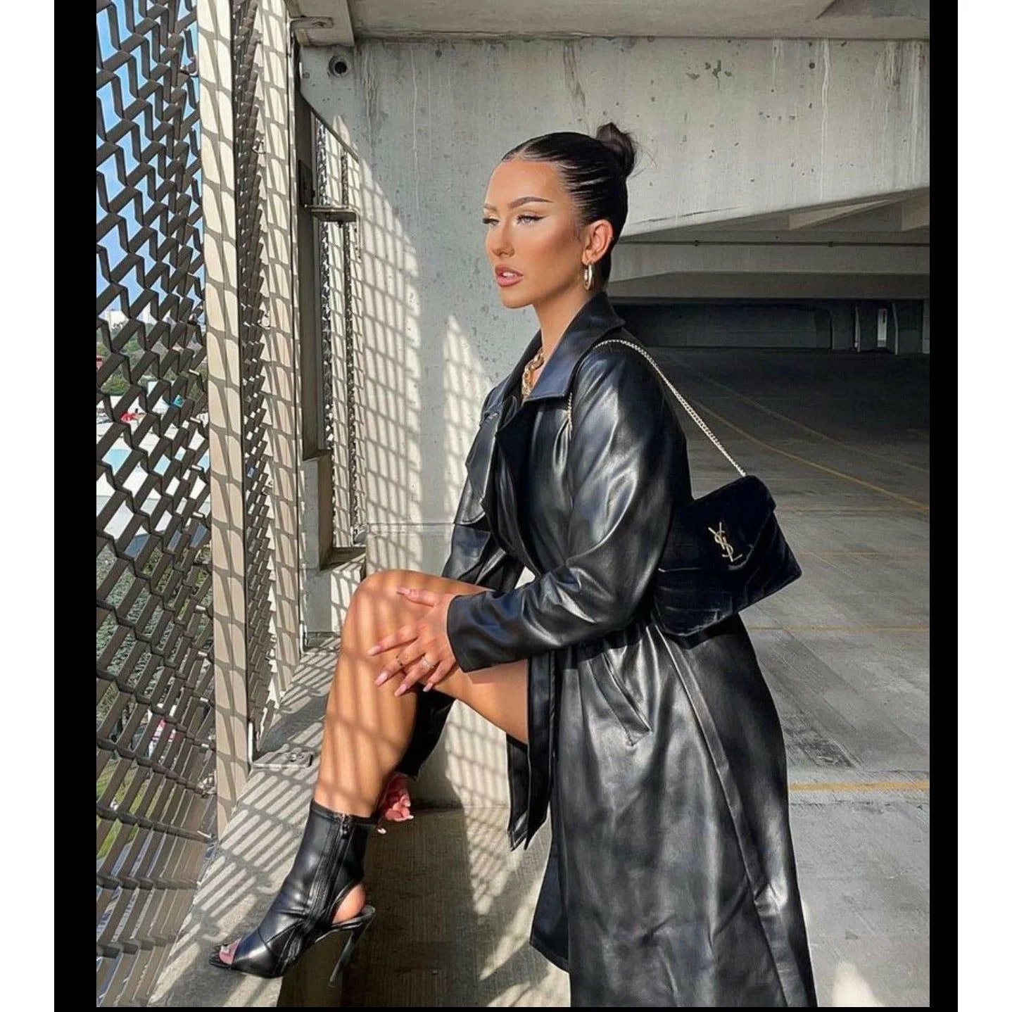 Maxi Pu Leather Tranche Coat