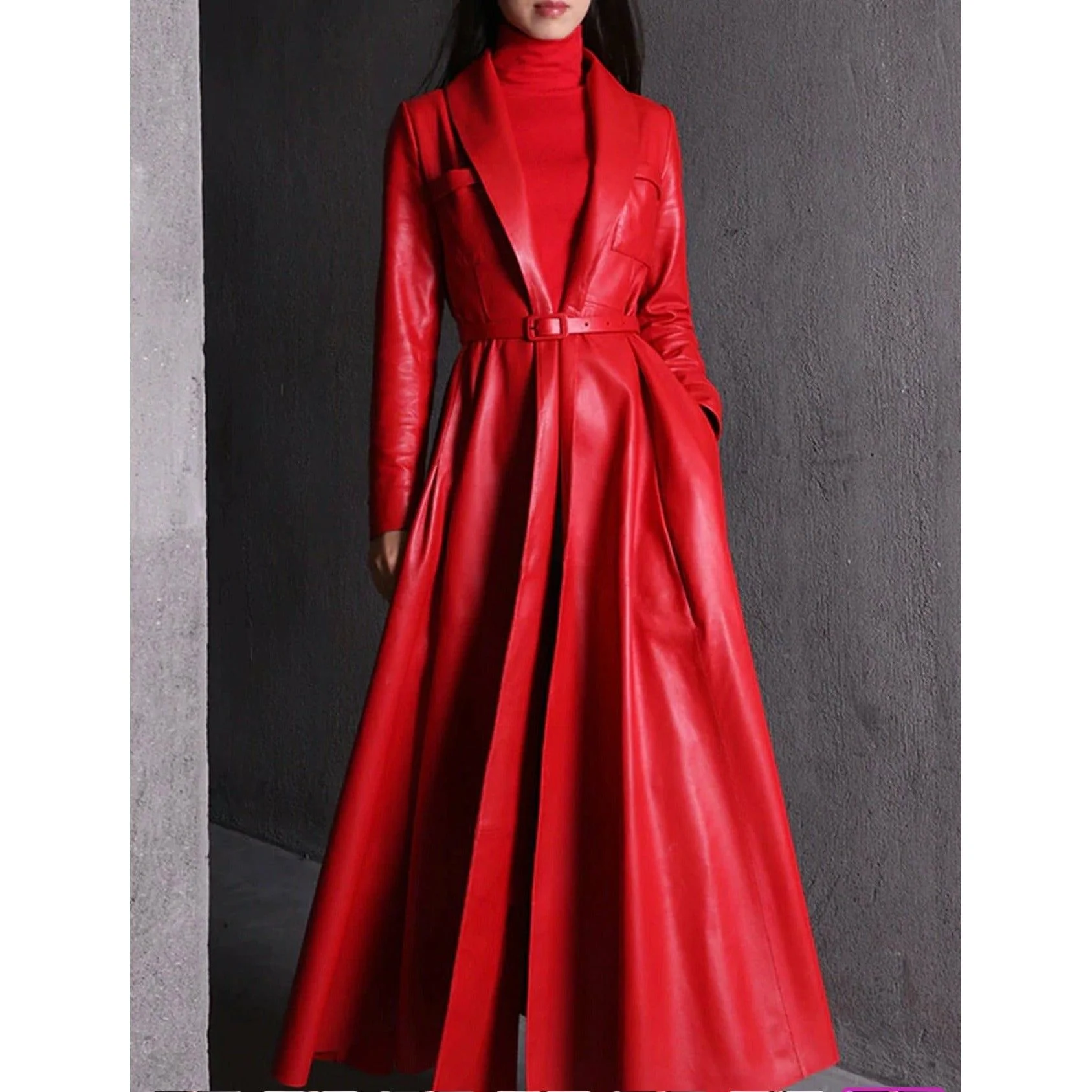 Maxi Pu Leather Tranche Coat - Image 10
