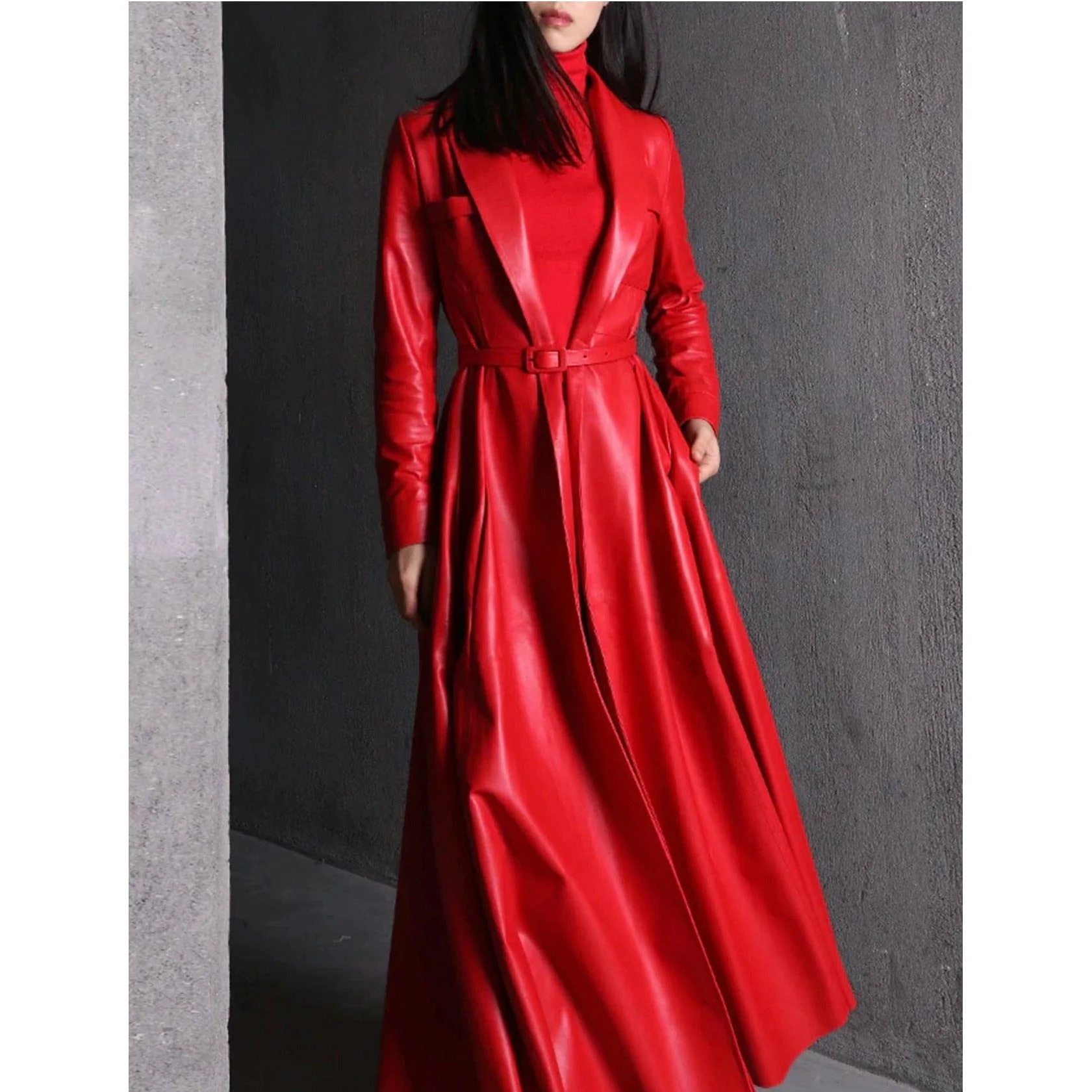 Maxi Pu Leather Tranche Coat - Image 2