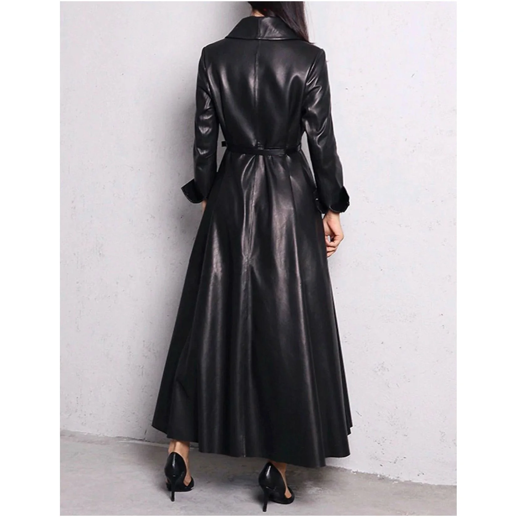 Maxi Pu Leather Tranche Coat - Image 3