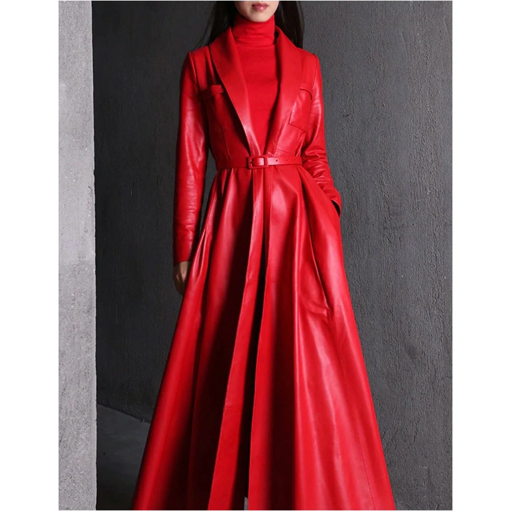 Maxi Pu Leather Tranche Coat - Image 5