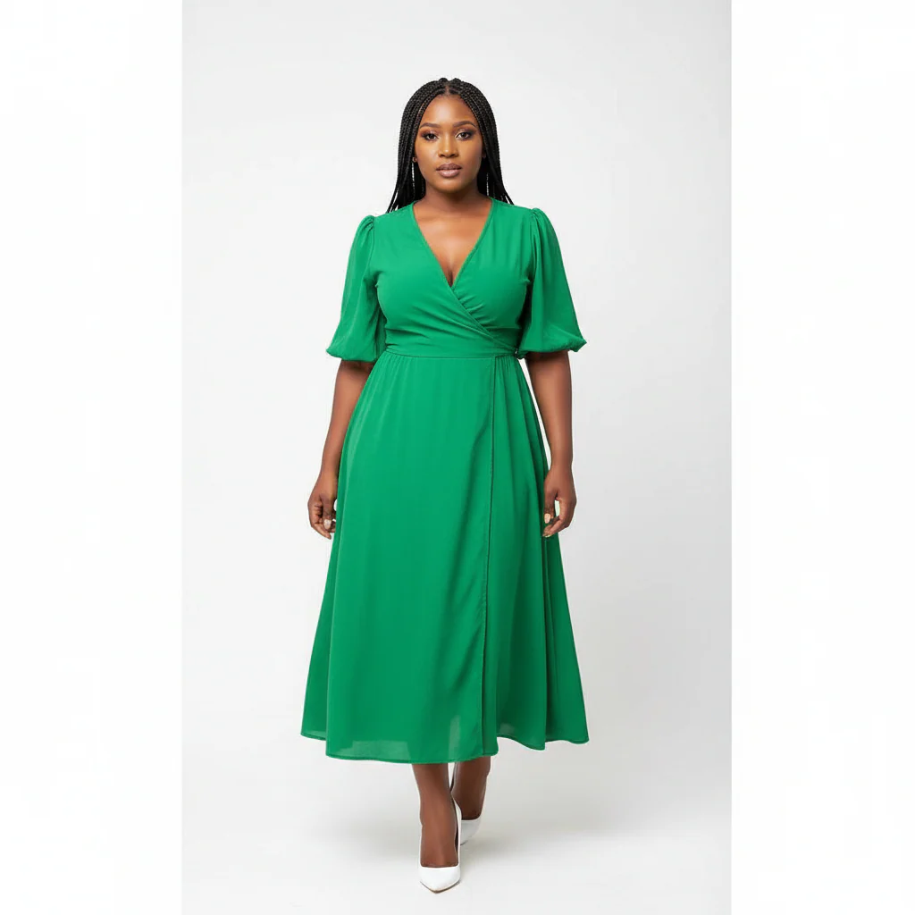 Maxi V-Neck Short Sleeve Elegant Dress