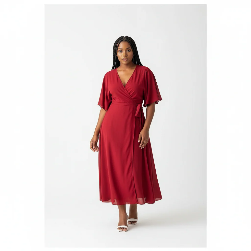 Maxi V-Neck Short Sleeve Elegant Dress - Image 2
