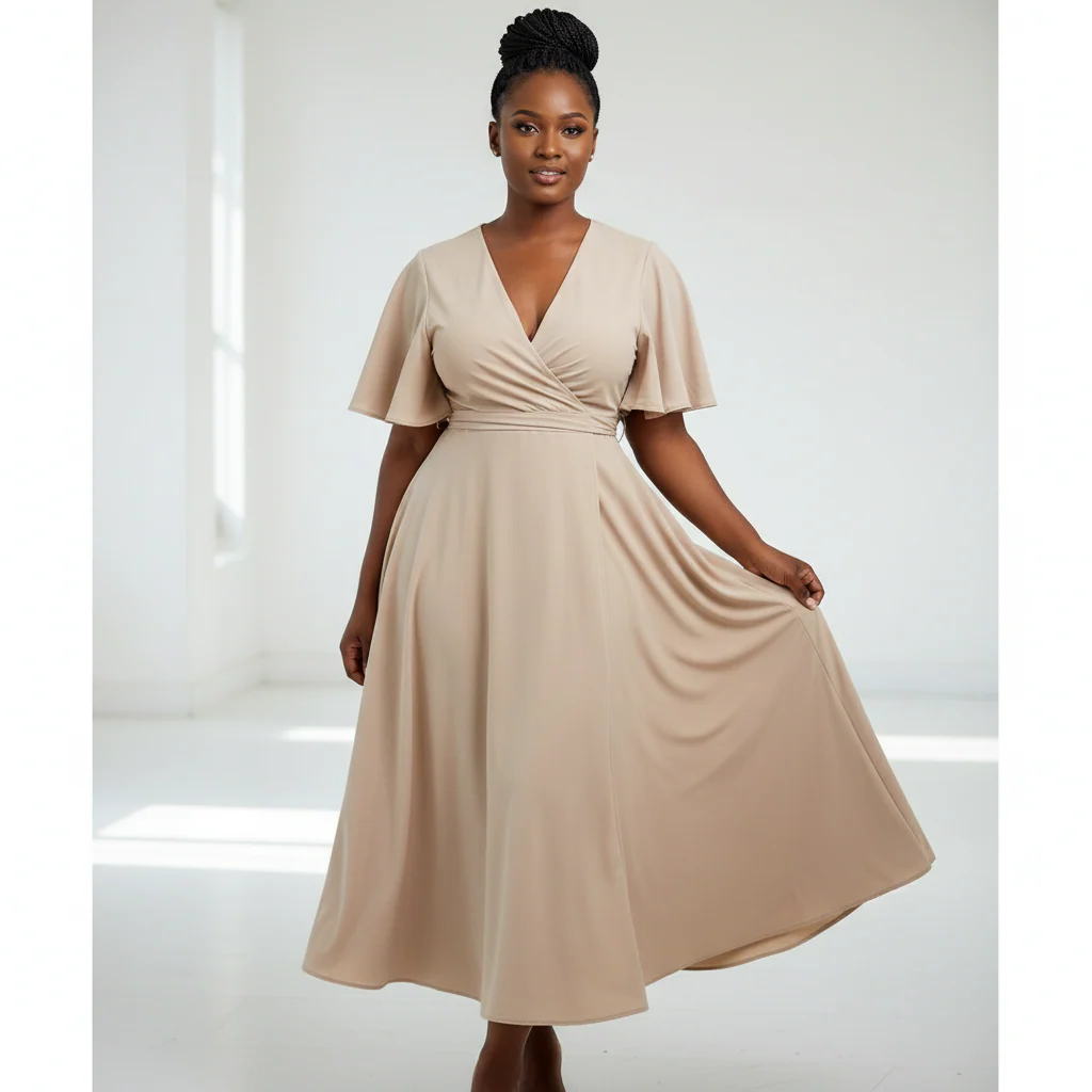 Maxi V-Neck Short Sleeve Elegant Dress - Image 4