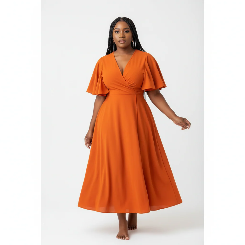 Maxi V-Neck Short Sleeve Elegant Dress - Image 5