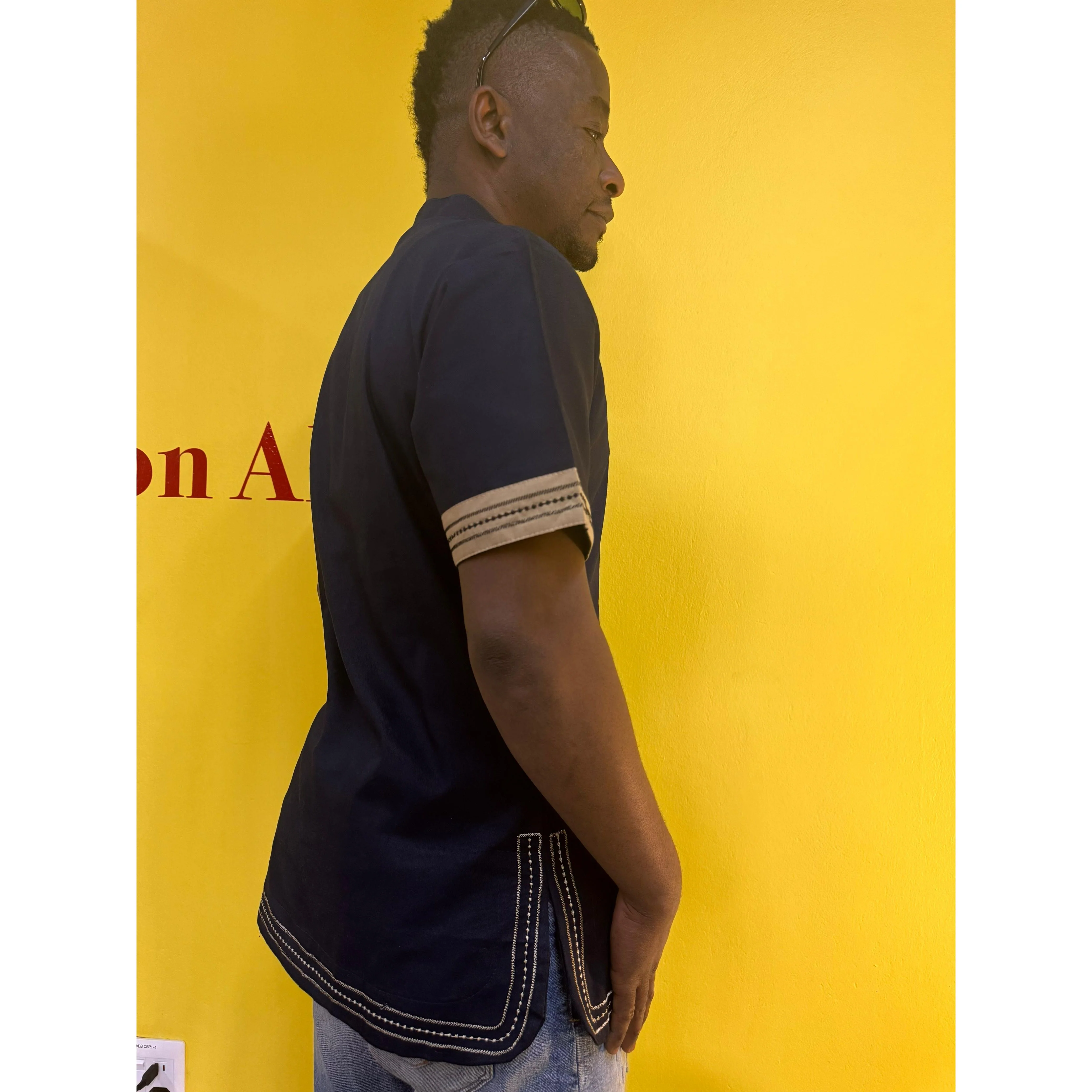Mens African Vintage Embroidered T-Shirt - Image 11