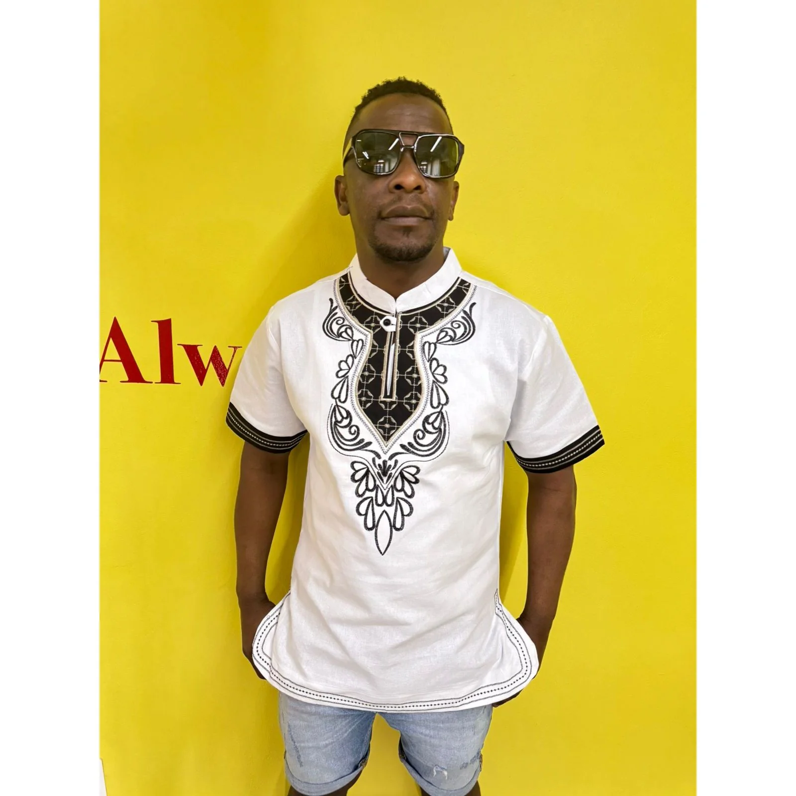 Mens African Vintage Embroidered T-Shirt - Image 6