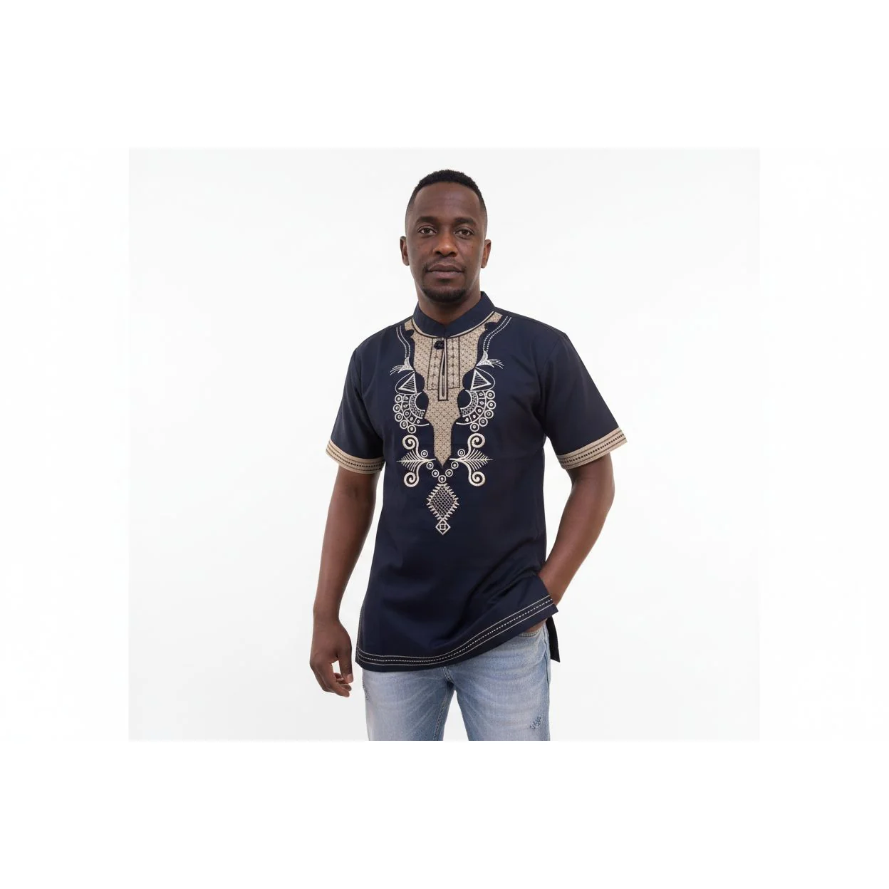 Mens African Vintage Embroidered T-Shirt - Image 10