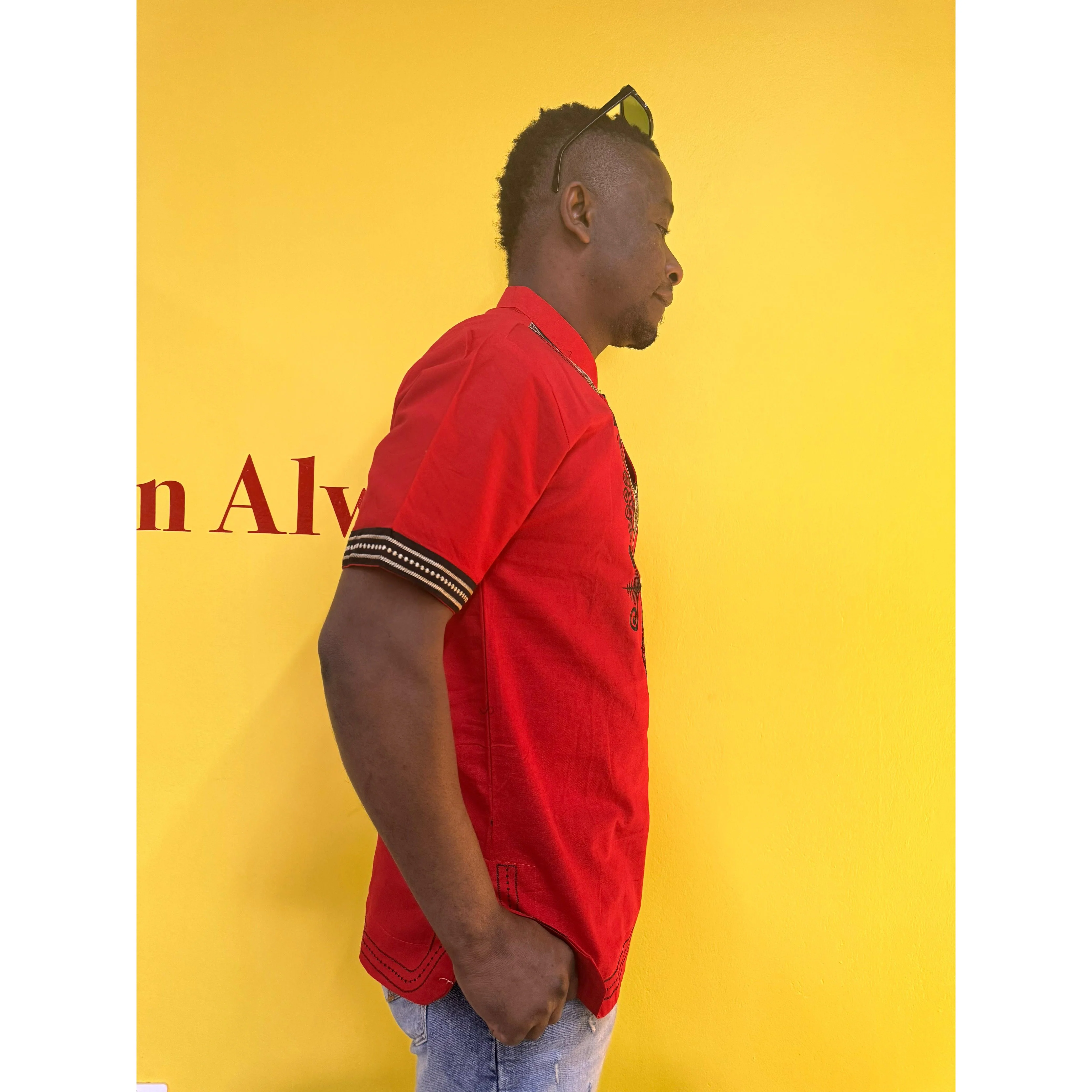 Mens African Vintage Embroidered T-Shirt - Image 15