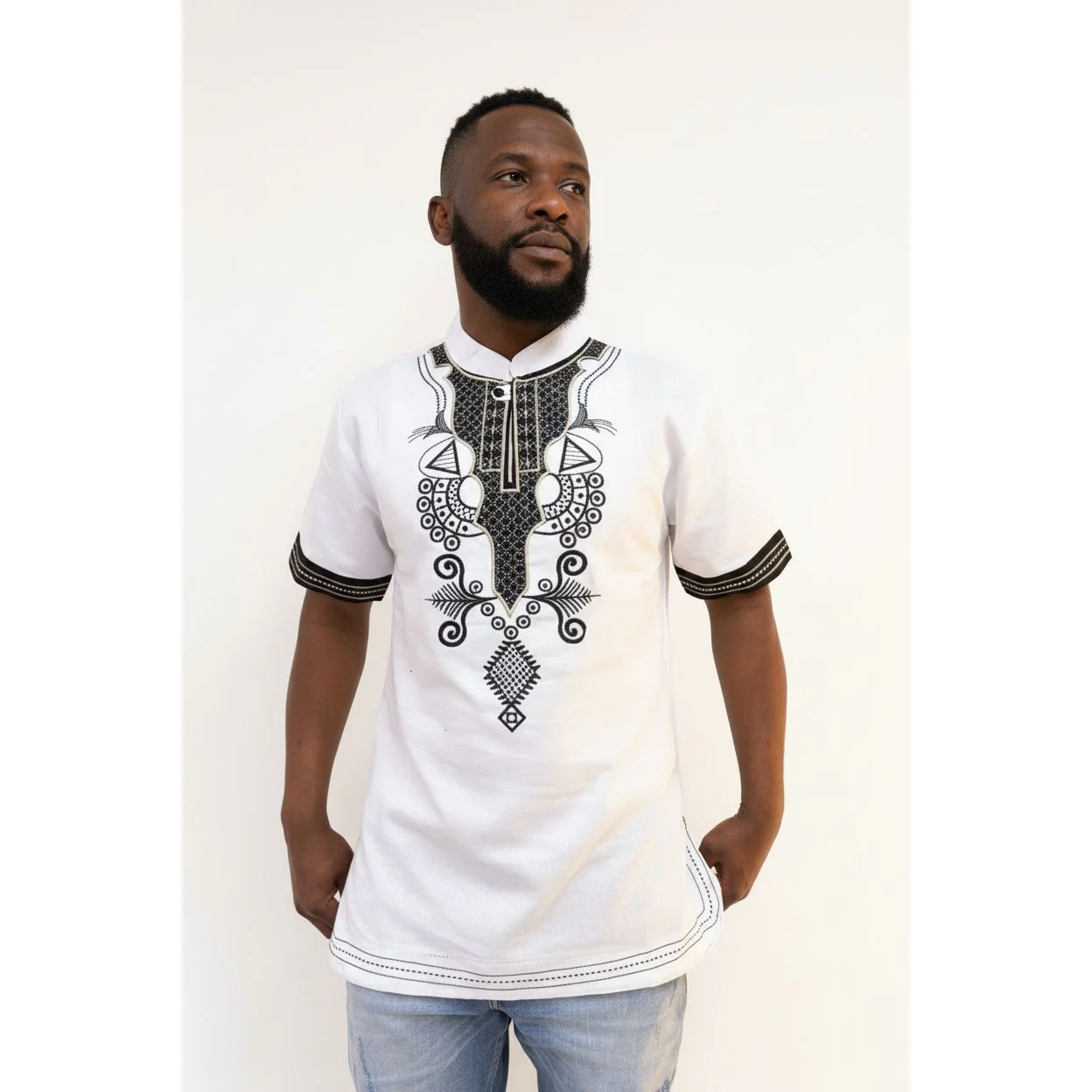 Mens African Vintage Embroidered T-Shirt - Image 19