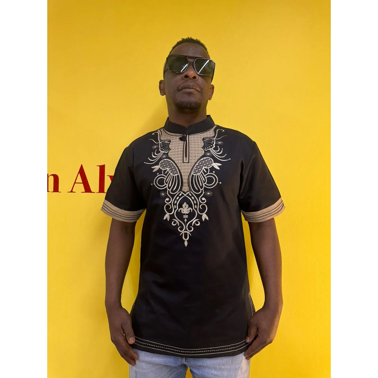 Mens African Vintage Embroidered T-Shirt - Image 14