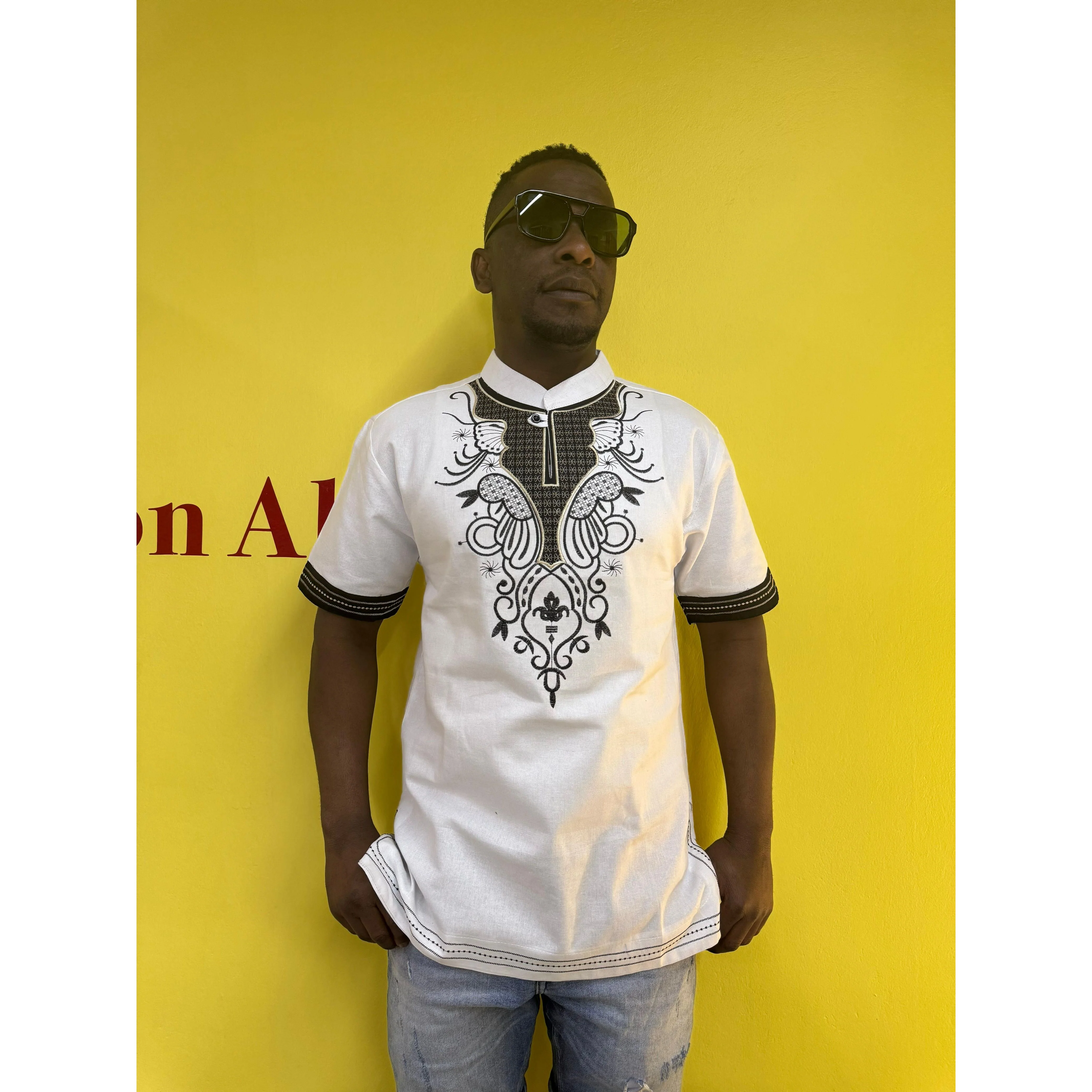 Mens African Vintage Embroidered T-Shirt - Image 17