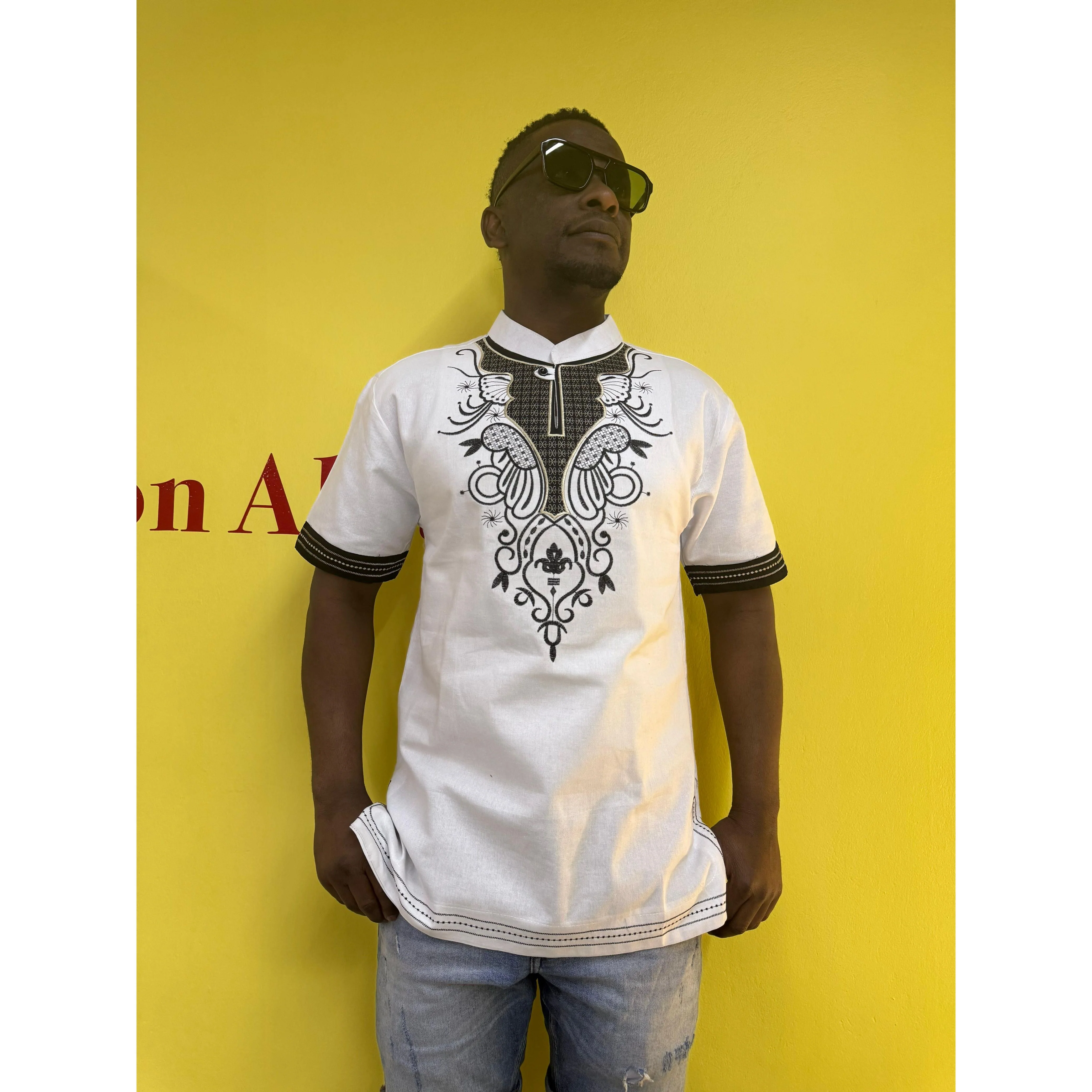 Mens African Vintage Embroidered T-Shirt - Image 18