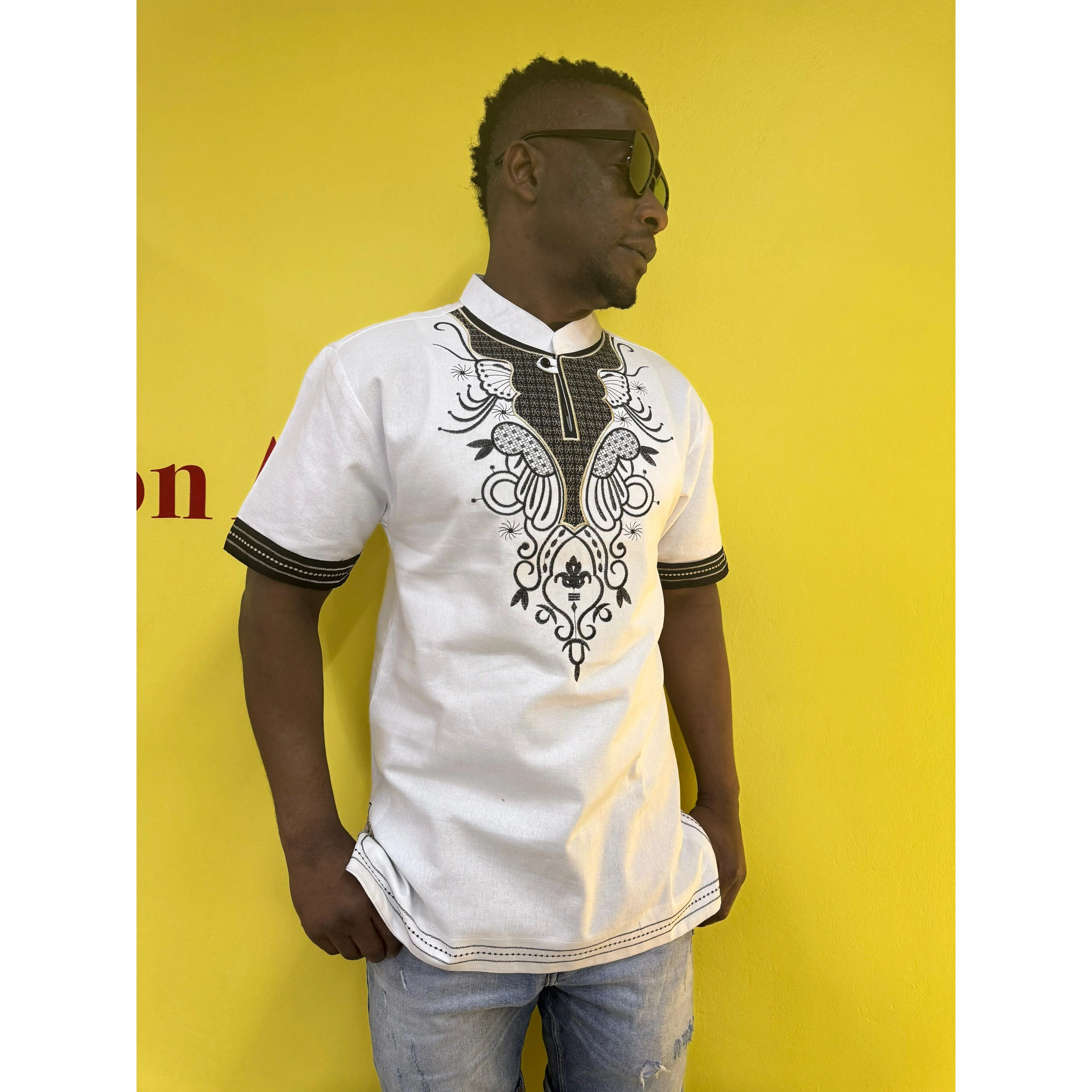 Mens African Vintage Embroidered T-Shirt - Image 20