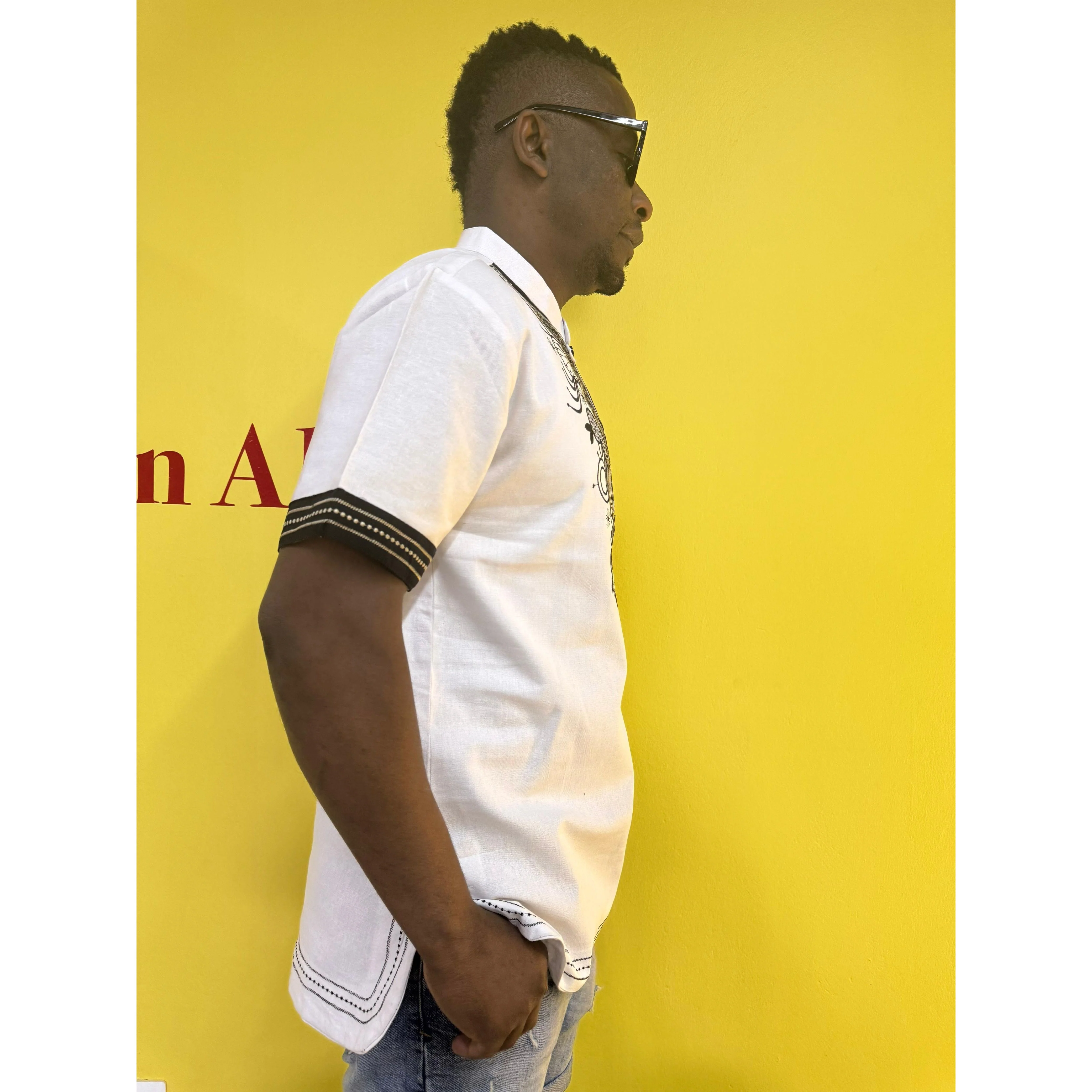 Mens African Vintage Embroidered T-Shirt - Image 22