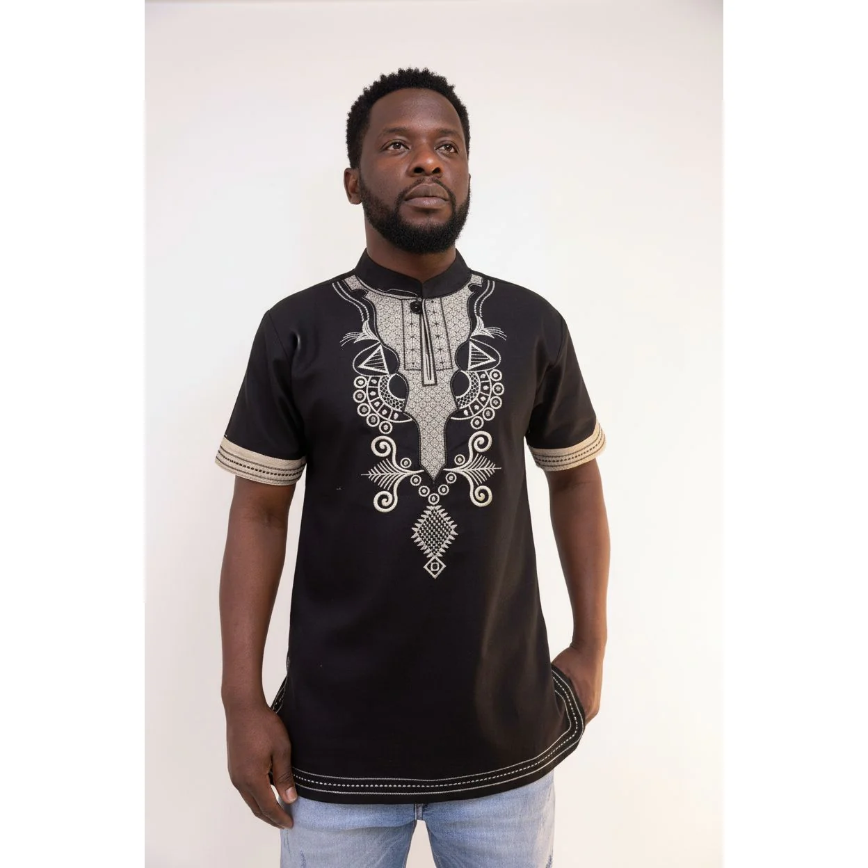 Mens African Vintage Embroidered T-Shirt - Image 24