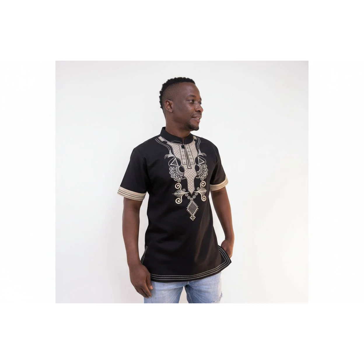 Mens African Vintage Embroidered T-Shirt - Image 26
