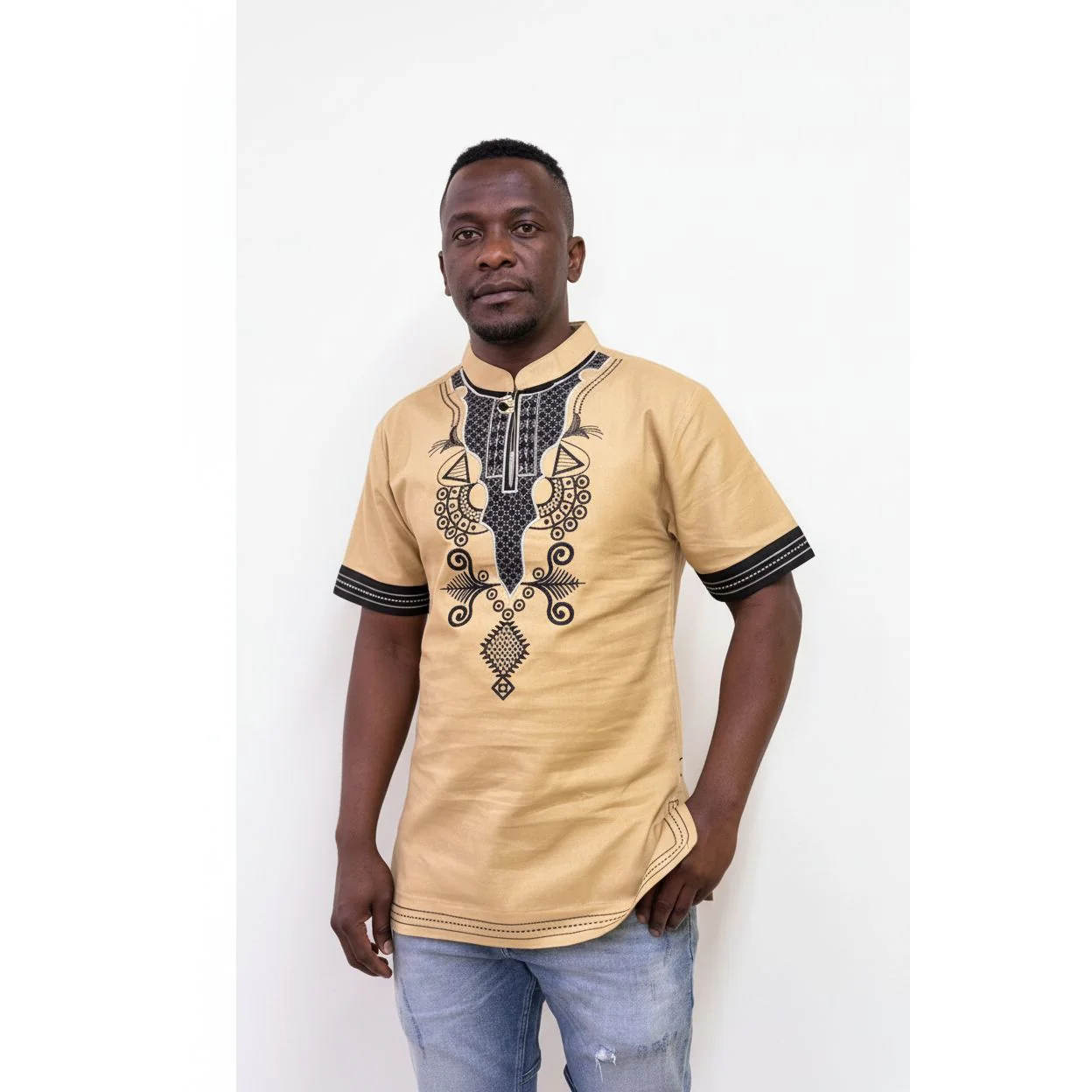 Mens African Vintage Embroidered T-Shirt - Image 28